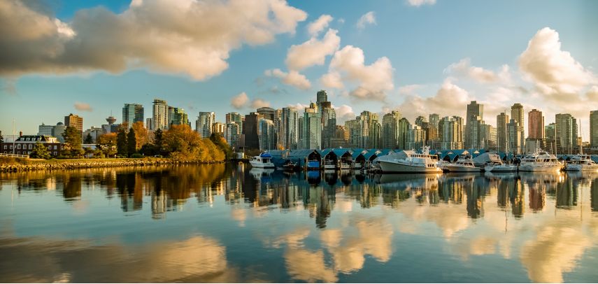Vancouver waterfront skyline, home of VeriClock employee time tracking and scheduling software