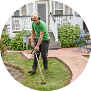 Landscaping professional tracking work hours and job tasks with VeriClock mobile app.